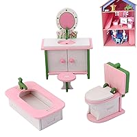 Miniature Furniture for Doll House Wooden Furniture Doll Wrist Set in Miniature Bathroom Bathroom Model Doll House Accessories