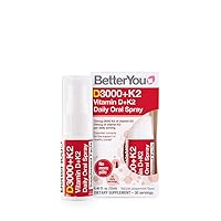 BetterYou Vitamin D+K2 Oral Spray | Natural Liquid Daily Multivitamin Spray and Immune System Support Supplement for Healthy Bones | 0.40 fl oz