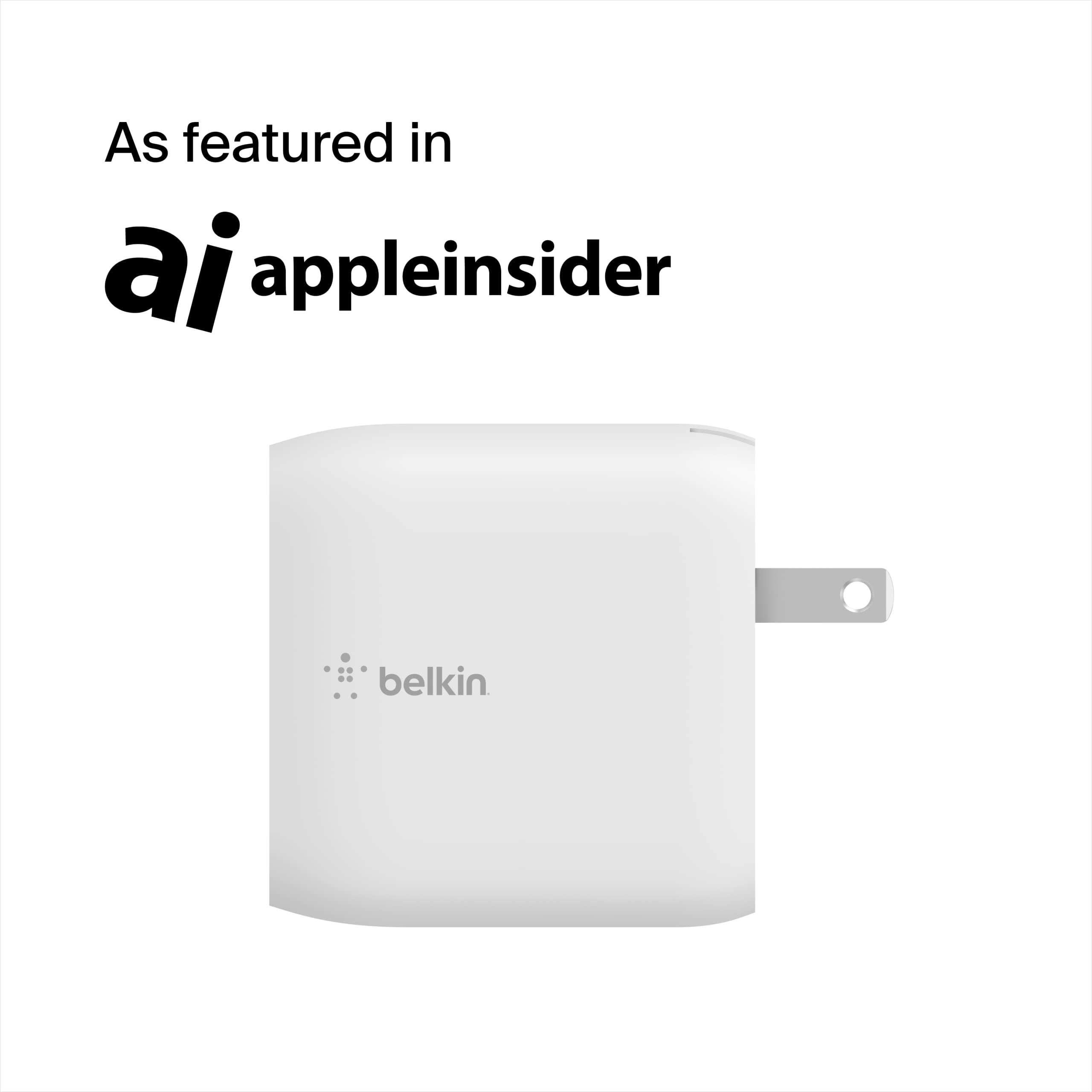 Belkin 40W Dual Port USB C Wall Charger - USB Type C Charger Fast Charging for iPhone 14, 14 Pro, 14 Pro Max, 13, 13 Pro, 13 Pro Max, Galaxy S21 Ultra, iPad, AirPods & More - USBC Charger (1-Pack)