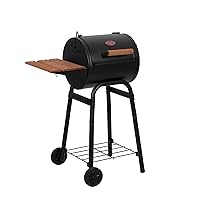 Char-Griller® Patio Pro Charcoal Grill and Smoker with Cast Iron Grates, Premium Wood Shelf and Damper Control, 250 Cooking Square Inches in Black, Model E1515