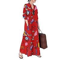 Women‘s Cotton Button Down Caftans Long Sleeve Dresses Fall Spring Maxi Dress Boho Cover Ups Shirt Dress…