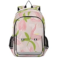 ALAZA Pink Magnolia Flowers Seamless on Pink Backpacks Travel Laptop Backpack