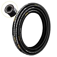 Hydraulic Hose 1/4 inch x 50 ft, Coiled Hydraulic Hose 5800 PSI, Rubber Hydraulic Hose with 2 High-Tensile Steel Wire Braid, Bulk Hydraulic Hose -20°C to 140°C, Hydraulic Oil Flexible Hose