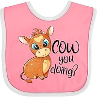 inktastic Cow You Doing Cute Brown Calf with Blue Eyes Baby Bib
