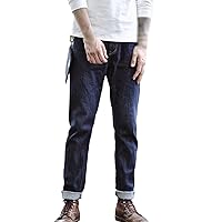 Men's Jeans Striped Indigo and Black Jeans Zip Fly Slim Fit