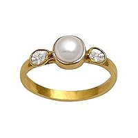 0.30 CTW Natural Diamond Polki Pearl Ring Sterling silver 14K Gold Vermeil Handmade Engagement Ring, Ring Size US 5-13