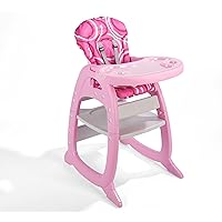 Badger Basket Envee II Convertible Baby High Chair with Infant Feeding Seat, Booster Seat, and Toddler Desk with Chair - Pink/White