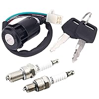 AHL 4 Pin Ignition Key Switch & 2 Spark Plug for 50cc 70cc 90cc 110cc 125cc 150cc Tao Tao Coolster Coleman Baja Hawk Sunl Chinese ATV Quad 4 Wheeler Dirt Bike ATV & Scooter Parts