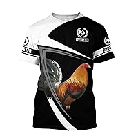 Personalized Rooster 3D All Over Print T-Shirt, Custom Short Sleeve Tees Full Size S-5XL Series 04