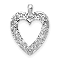 Gold 14K White Cut-Out Heart Pendant - 19mm