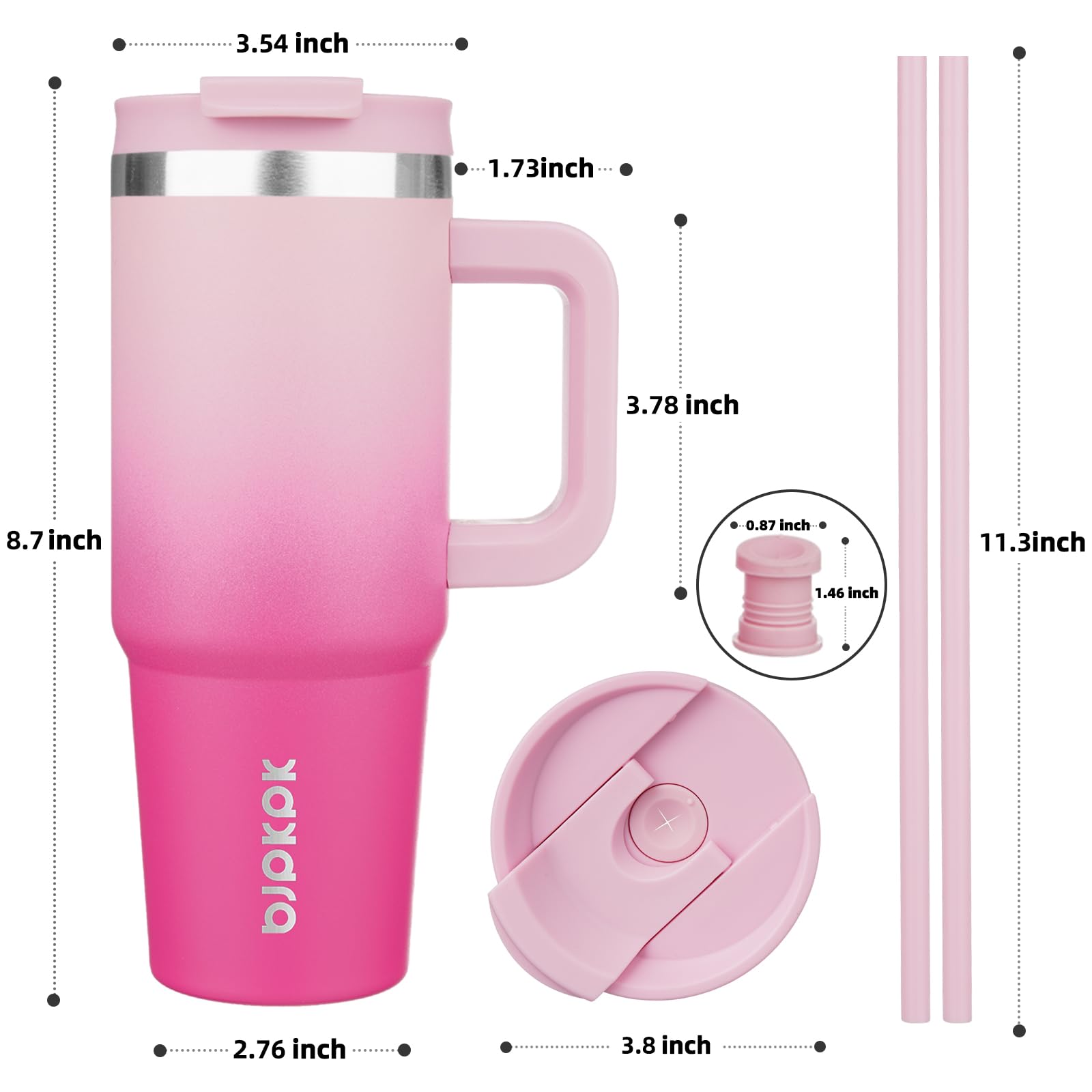 BJPKPK 30oz Stainless Steel Insulated Tumbler With Handle And Lid Straw Travel Coffee Mug Thermal Cup,Sakura
