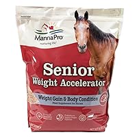 Weight Accelerator For Senior Horses - Made with Omega 3 Fatty Acids - Formulated with Flaxseed - Weight Gain Supplement for Horses - 8 lbs