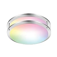 BUBO Smart Flush Mount Ceiling Light, 12 Inch WiFi Ceiling Light, Compatible with Alexa Google Home, RGB&CCT 2700K~6000K, 24W=240W, 2000LM, Dimmable Ceiling Light Fixture for Indoor Hallway Bedroom