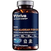 Premium Wild Alaskan Fish Oil with Vitamin D3 - Supports Cardiovascular Health - 1,375 DHA/EPA (120 Softgels)