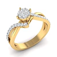 Women's 14K White Yellow Gold 0.40 Carat Real Diamond Engagement Ring (0.25 Carat, Hi Color, Si1I1 Clarity)