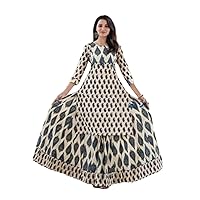 Hand block bagru printed jaipur Kurti & 5.5 mtrs flair skirt Set Indian Woman Kurta 468x