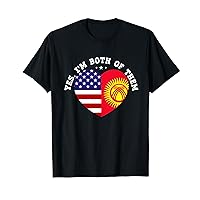 Half American Half Kyrgyzstan USA Flag Men Women T-Shirt