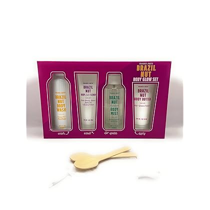Trader Joe's Deluxe Brazil Nut Body Glow Set with a Delightful Salted Caramel & Pistachio Scent (Pack of 1) Plus Two Mini Birchwood Spoons