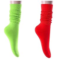 Zmart Socks for Women Girls, Tall Long High Tube Boot Socks Red Green