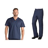 Maevn EON Active Men's One Chest Pocket V-Neck Top & Half Elastic 8-Pocket Cargo Pants Scrub Set