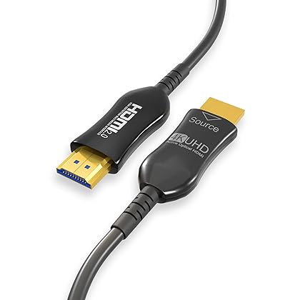 Cablelera 4K UHD CMP HDMI Cable 2.0, Hybrid Active Optical Cable (AOC), 18Gbps Hyper Fast Long Distance Data Transmission, ARC, HDCP, NVIDIA, AMD, PS5, Xbox, Gaming, Movie, Plenum Rated, 50ft