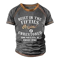 T-Shirts for Men,Short Sleeve Vintage Shirt Raglan T-Shirts Retro Round Neck Letter Printing Tops Casual Tee 2024