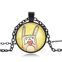 Pink Bunny Rabbit Necklace, Cute Kawaii Jewelry, Romantic Valentine Gift
