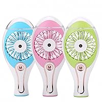 Portable Handheld Fan Portable Handheld USB Charging Small Electric Fan Rechargeable Misting Mist Maker Humidifier Fans Air Condition Cooler Appliance, vertice, Pink (Color : Blue)