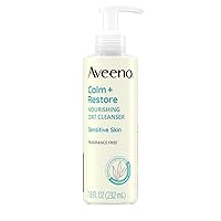 Aveeno Calm + Restore Nourishing Oat Face Cleanser for Sensitive Skin, Gentle Milky Cleanser with Nourishing Oat & Feverfew, to Preserve Skin's Moisture Barrier, Fragrance-Free, 7.8 fl. oz