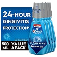 Crest Pro-Health Multi-Protection Mouthwash, CPC Antigingivitis/Antiplaque Mouthwash, Clean Mint, 500 mL (16.9 Fl Oz ), Pack of 4