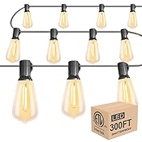 Lightdot 300ft Outdoor String Lights, Dimmable LED Bistro Light with ST38 Shatterproof Bulbs, Commercial Hanging Lights for Outside Party Porch Backyard Patio