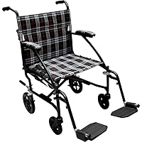 Drive Medical DFL19-BLK Fly-Lite Lightweight Folding Transport Wheelchair with Swing-Away Footrests, Black