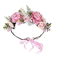 Bohomian Flower Crown Headband for Weddings Bridal Floral Hair Headpiece