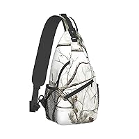 Mqgmz White Trees Camo Print Shoulder Bag Crossbody Backpack, Casual Daypack, Sling Bag, Chest Bag, Travel Bag