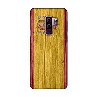 AMZER Slim Fit Handcrafted Designer Printed Snap On Hard Shell Case Back Cover with Screen Cleaning Kit Skin for Samsung Galaxy S9 Plus - Spain Flag- Wood Texture HD Color, Ultra Light Back Case