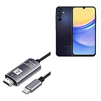BoxWave Cable Compatible with Samsung Galaxy A15 5G - SmartDisplay Cable - USB Type-C to HDMI (6 ft), USB C/HDMI Cable - Jet Black