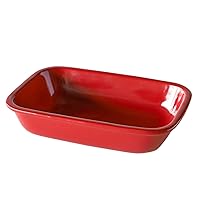 TAMAKI HINATA T-932056 Hinata Gratin Dish, Rectangular, Red, 7.5 x 5.1 x 1.7 inches (19 x 13 x 4.2 cm), Microwave, Dishwasher, Oven Safe