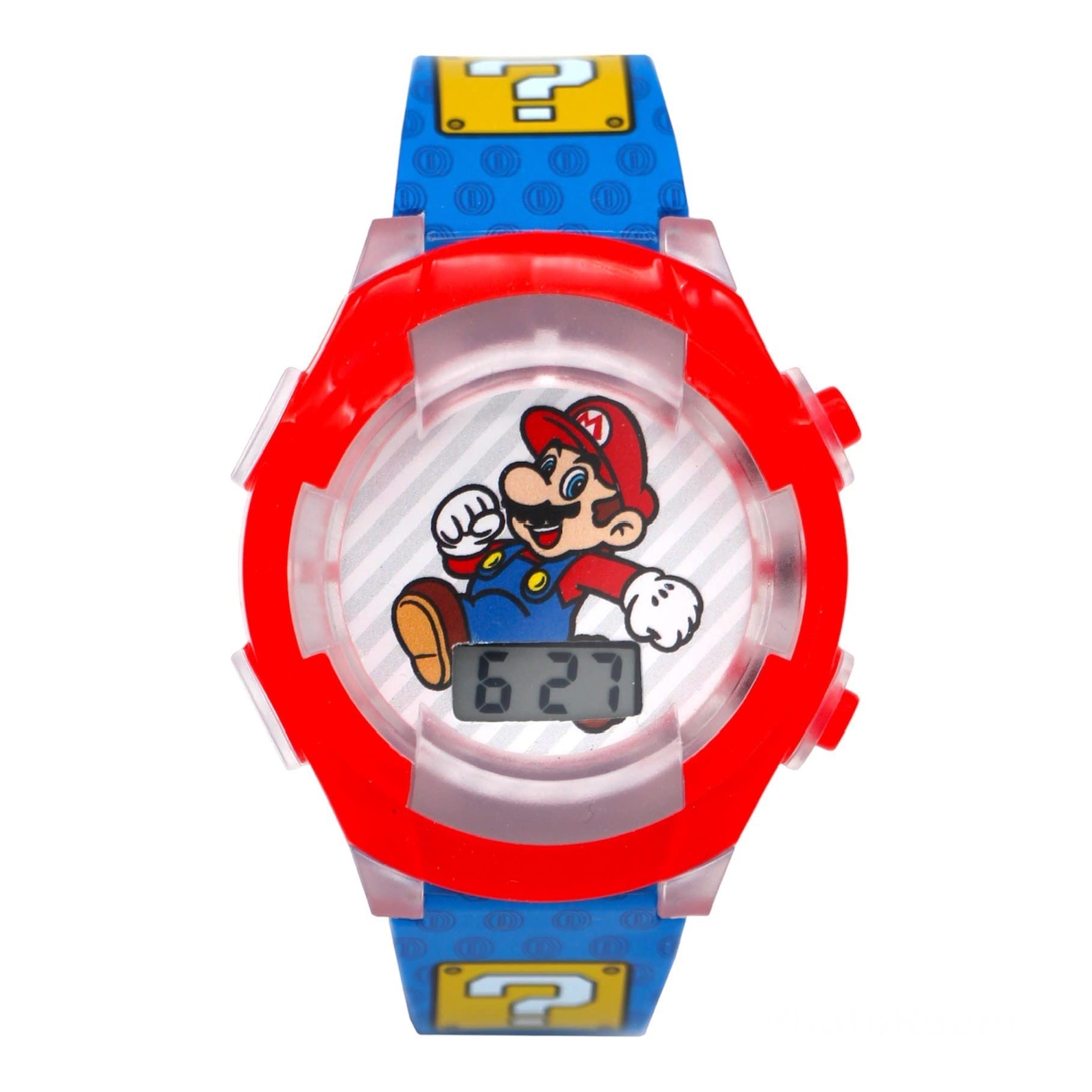 Accutime Kids Nintendo Super Mario Digital Flashing LCD Quartz Childrens Wrist Watch for Boys, Girls, Toddlers with Red and Blue Multicolor Strap (Model: GSM4198AZ)