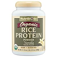 NutriBiotic Certified Organic Rice Protein Vanilla, 1 Lb. 5 Oz | Low Carbohydrate Vegan Protein Powder | Raw, Certified Kosher & Keto Friendly | Made Without Chemicals, GMOs & Gluten | Easy to Digest