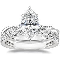 4 Carat Moissanite Ring Marquise Cut Engagement Rings Moissanite Promise Gifts for Her Accented Wedding Ring
