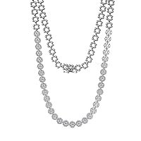 Natural Diamond (SI2-I1, G-H) Cluster Flower Necklace 7.00 ctw 14K White Gold