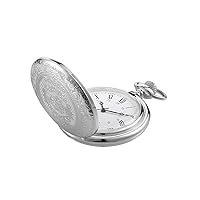 Pangda Vintage Pocket Watch Steel Men Watch with Chain for Fathers Day Xmas Present Daily Use