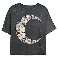 Fifth Sun Lost Gods Floral Moon Women's Mineral Wash Short Sleeve Crop Tee