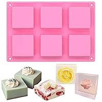 Square Baking Silicone Mold for Cake Teacake Chocolate Desserts Cheesecake Cornbread Brownie Blancmange Pudding Soap Candle Making Resin Epoxy Casting Wax Crafting Projects, 6-Cavity
