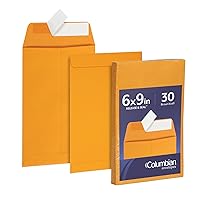 Columbian 6 x 9 Catalog Envelopes with Self Seal Closure, 28 lb Brown Kraft, for Mailing Small Paper, Photos & Greeting Cards, 30 Per Pack (COLO403)