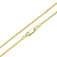 Bling Jewelry 2MM 040 Gauge Strong 14K Gold Plated .925 Sterling Silver Rope Link Chain Necklace For Women Made In Italy 16 20 24 In