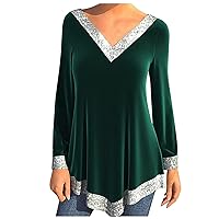 Plus Size Velvet Tops for Women V Neck Long Sleeve Tshirts Pleated Tunic Shirts Ladies Casual Dressy Flowy Party Blouse