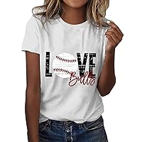 Sequin Tops for Women Plus Size Long Sleeve Women Fashion T Shirt Baseball Print Short Sleeve Summer Casual Tu