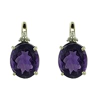 Amethyst Natural Gemstone Oval Shape Stud Anniversary Earrings 925 Sterling Silver Jewelry | Yellow Gold Plated