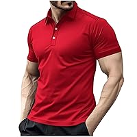 Men's Golf Shirt Short Sleeve Moisture Wicking Solid Color Performance Collared Golf Polo Shirts for Men Tennis Work
